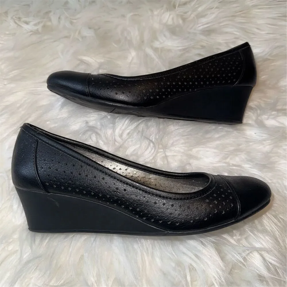 LifeStride Women's Soft System Black‎ Slip-On Wedge Shoes Size 6.5 Casual Flex